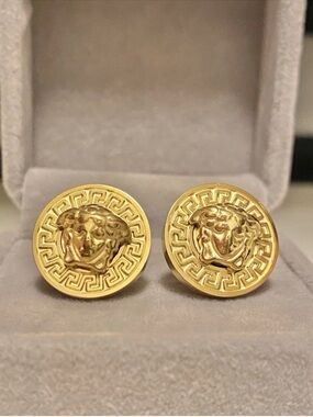 Fashion Jewelry 14K Gold Plated Logo Luxury Style Round Earrings